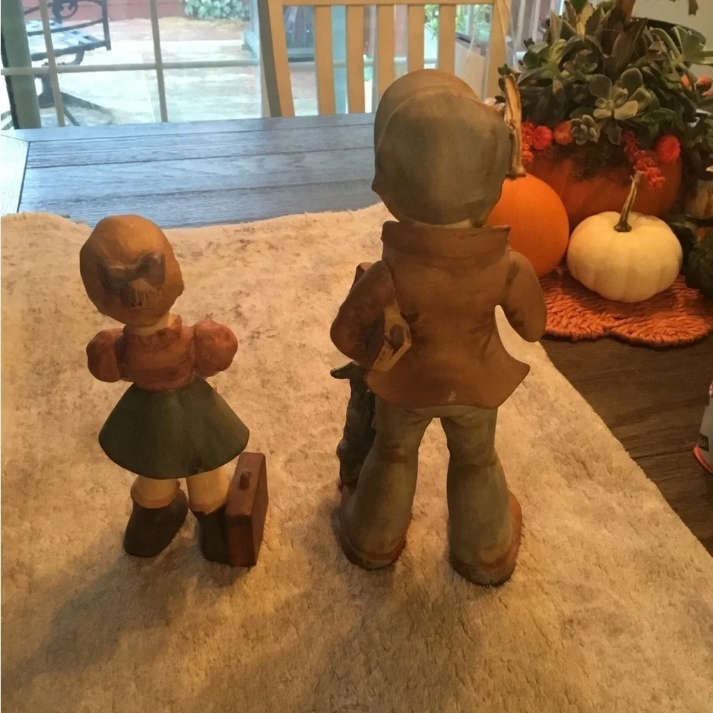 Charming Vintage Figurine Set - Boy and Girl with Dog Japanese Vintage